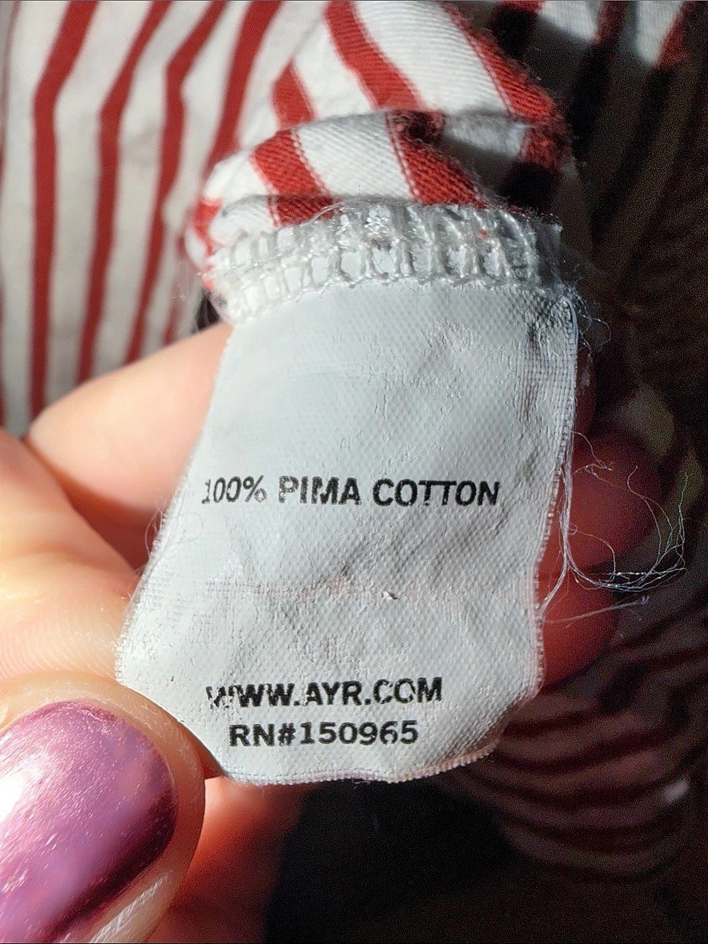 AYR The French Fry M Striped Pima Cotton Long Sleeve Top in Ivory & Red Size - Picture 4 of 8